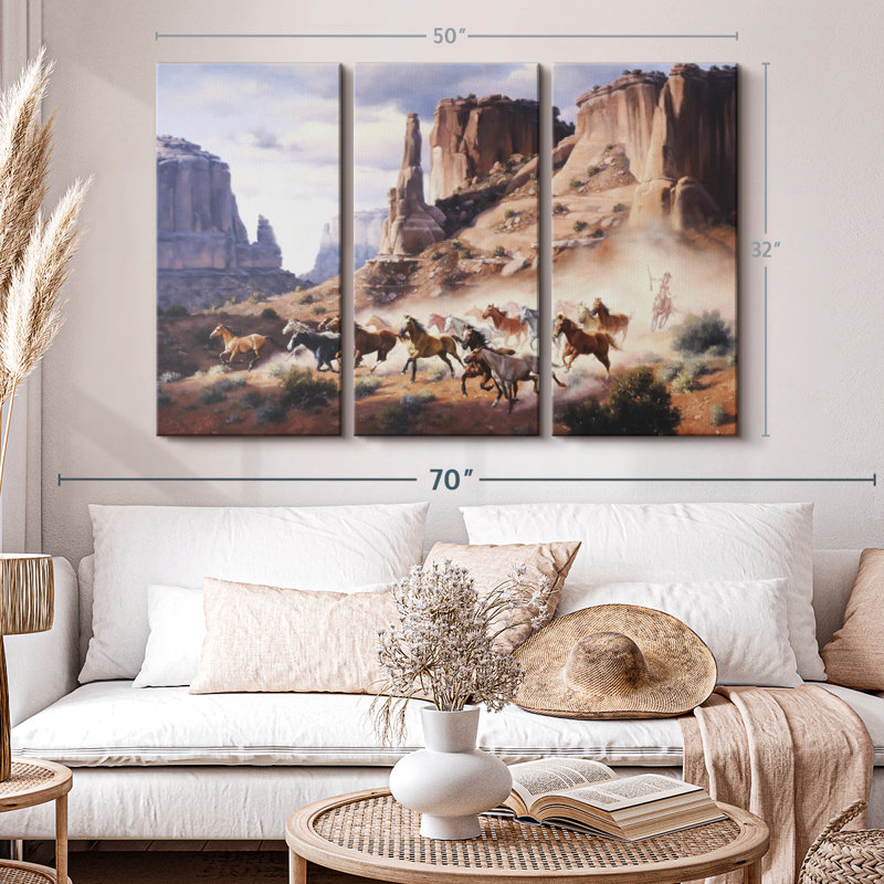 "Grès et chevaux volés" sur toile, H 32 po x l 50 po