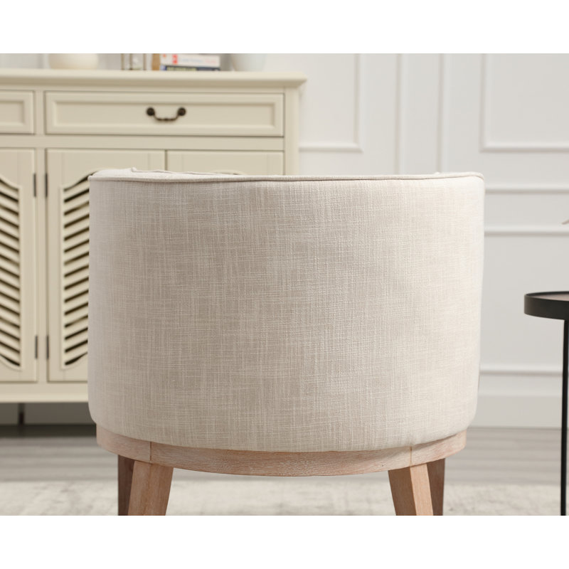 Méridienne en bois massif en forme de tonneau pour le salon, la chambre à coucher ou le balcon, Lin beige