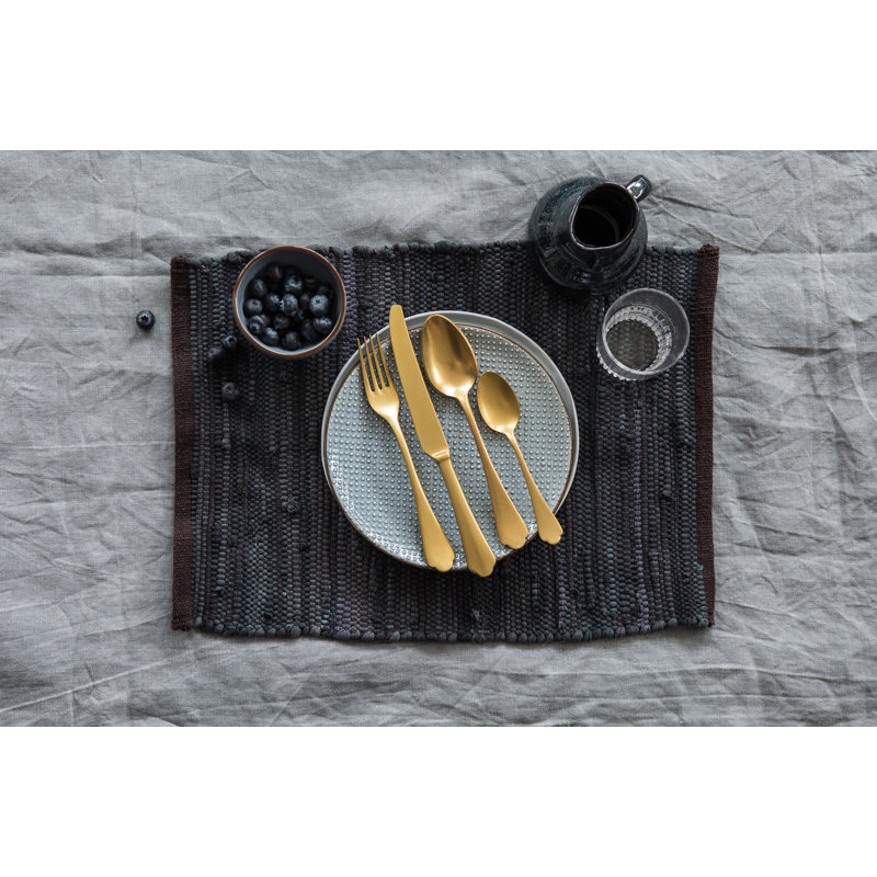 Dolce Vita 5 - Piece Stainless Steel Flatware Set - Service for 1, Pewter Gold