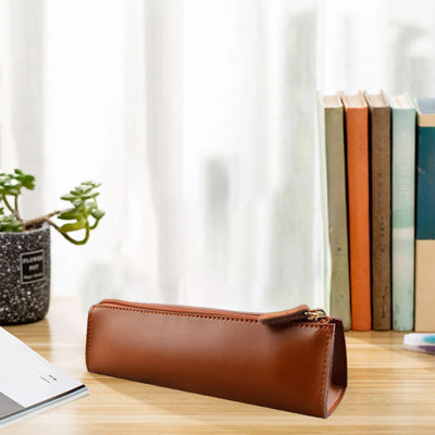 Leather Pencil Bag Concise Style Stationery Bag Teachers Students Large Capacity Stationery Box College Students Stationery Bag