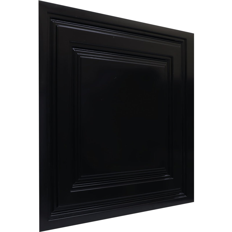 Tuile de plafond en PVC lisse 24 po L x 24 po, Noir brillant
