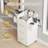 Thame Beauty Salon Station with 3 Drawers, Rolling Station for Hair Stylist, Hair Salon Station Storage Cabinet on Wheels, Wood Stylist Storage Cabinet with 6 Hair Dryer Holders-1841171833