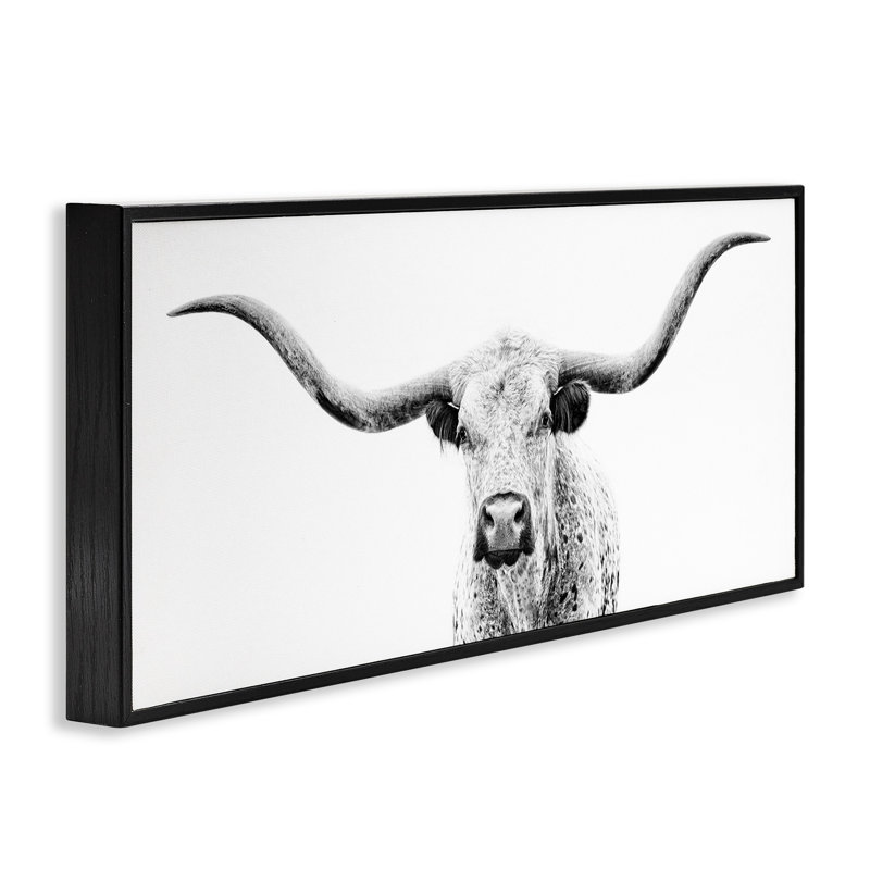Impression sur toile, "Longhorn" par PHBurchett, Giclée encadrée noir minuit, H 10 po x l 24 po x P 1,5 po