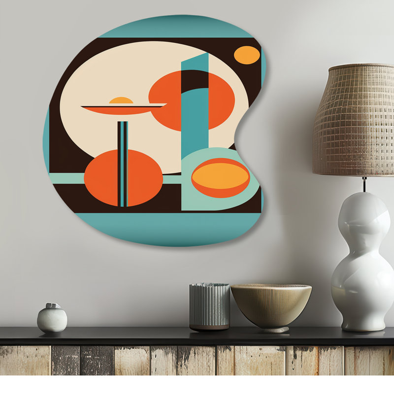 Vintage Mid-Century Graphics II - Modern Midcentury Drop Shape Assymterical Metal Wall Art, H 27 po x l 27 po