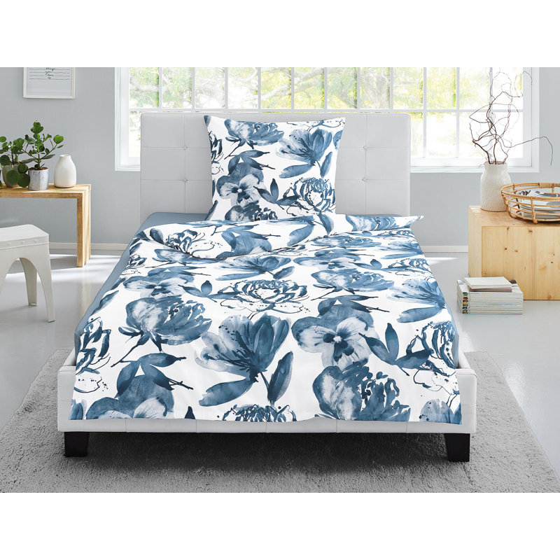 Palma Duvet Cover Set, Blue, Single Duvet Cover + 1 Pillowcase