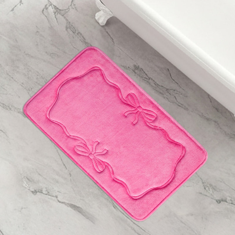 Juicy Couture Ribbon Border Memory Foam 1-Piece Bath Mat, 32" L x 20" W, Ribbon Border Hot Pink