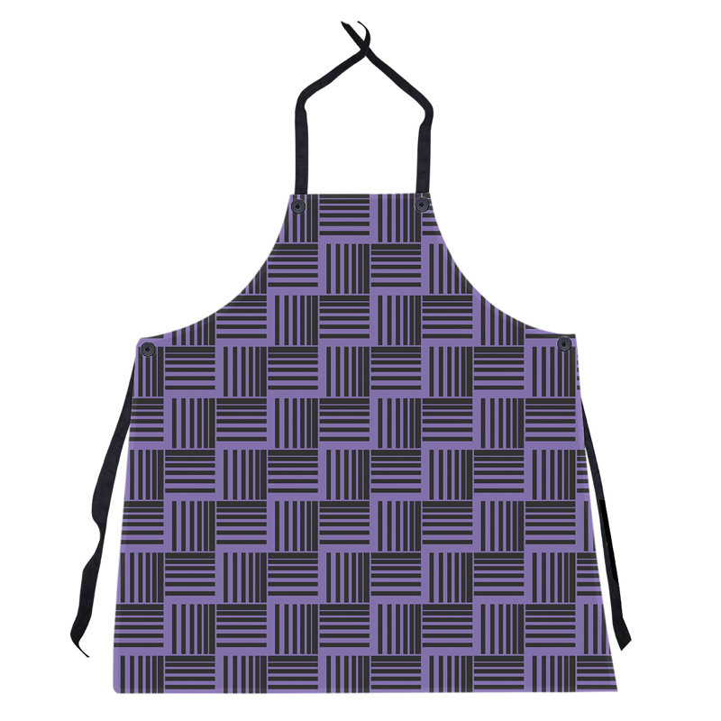 Tablier à rayures nattés classique, Mauve / Noir