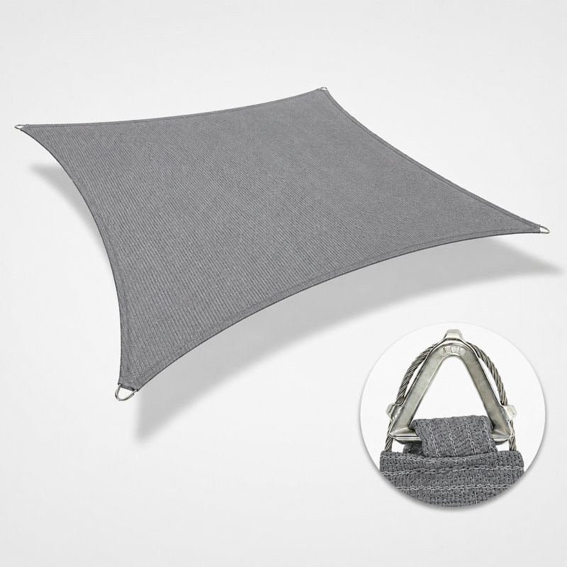 Voile d'ombrage carré Amgo Pro Ring, 16 pi x 16 pi, Gris
