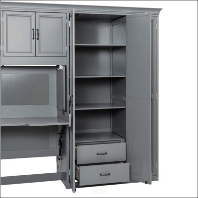 Lit escamotable simple avec armoire murale
