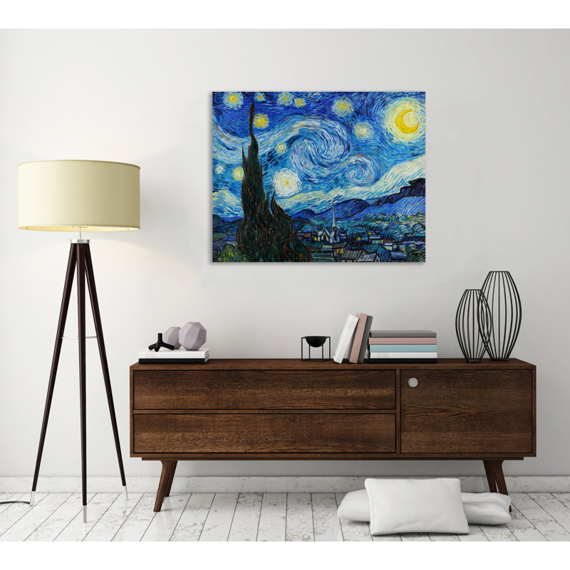 «The Starry Night» par Vincent Van Gogh - reproduction d'art sur toile tendue, H 24 po x l 30 po x P 1,5 po