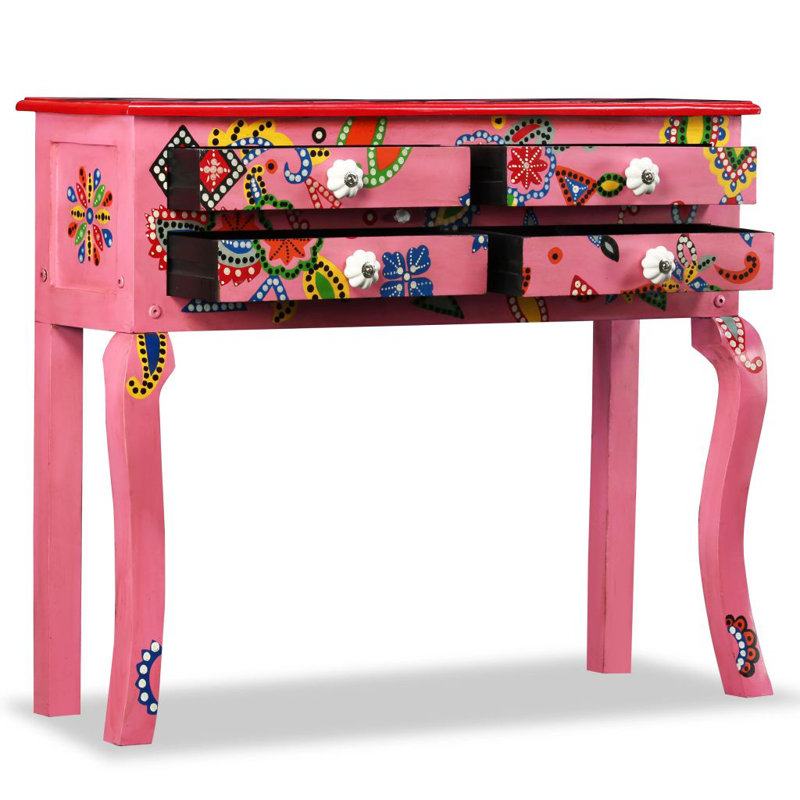 Carmella 90cm Solid Wood Console Table, Pink