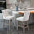 Contemporary Velvet Upholstered Barstools With Button Tufted Decoration And Wooden Legs, And Chrome Nailhead Trim, Leisure Style Bar Chairs,Bar Stools, Set Of 2 (Beige),SW2002BG(Dining Set)