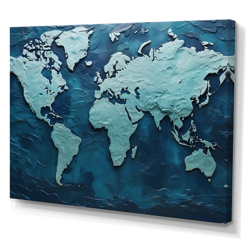 «Oceanic Ombre World Map» sur toile, H 24 po x l 32 po x P 1 po, Toile tendue