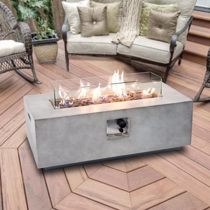 Rectangle Concrete Propane Smokeless Fire Pit