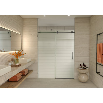 Galaxy 56 - 60 in. x 78 in. Fully Frameless Fluted Sliding Shower Door