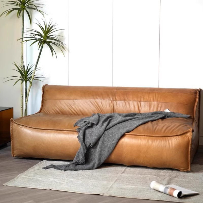 Armless Brown Loveseat Sofa