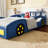 Wooden Race Car Bed Platform Bed With Wheels For Teens-1808086330