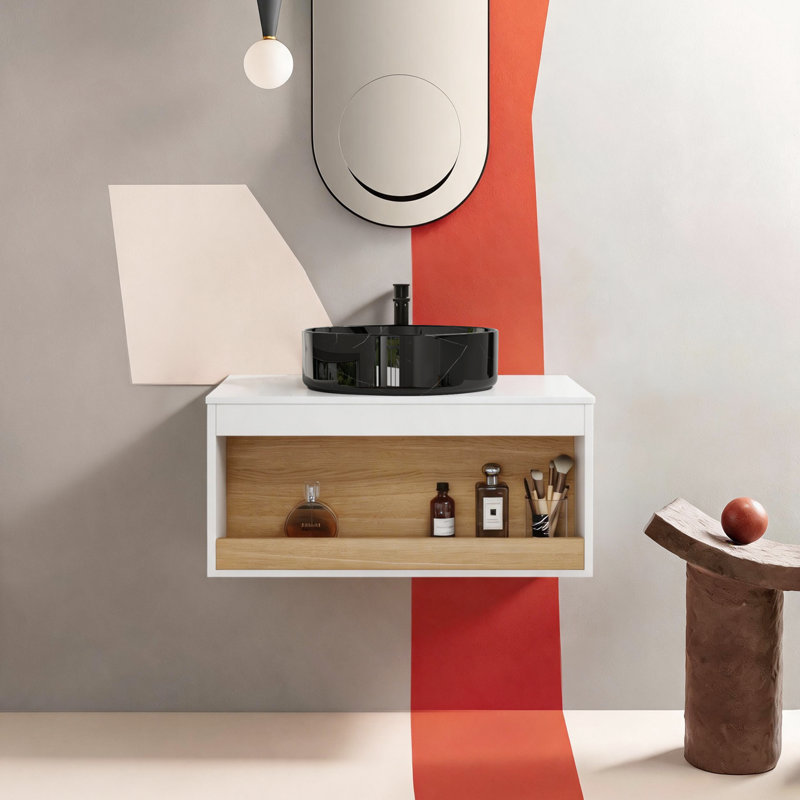 Meuble-lavabo flottant 30 "Aura (RTA) Aura, L 29,54 po, Noir / Blanc