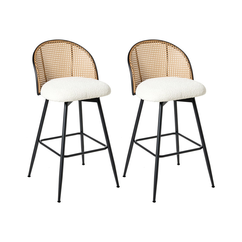 Set of 2 Bar Chairs NATHAN Swivel, Off White, 66"