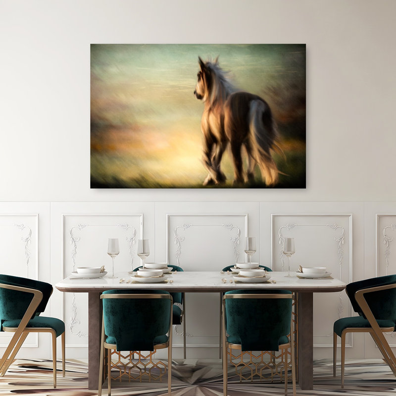 Majestic Horse Ethereal Serene Tranquil Horse Landscape Nature Wall Art Print 1 Piece Wrapped Canvas Wall Art