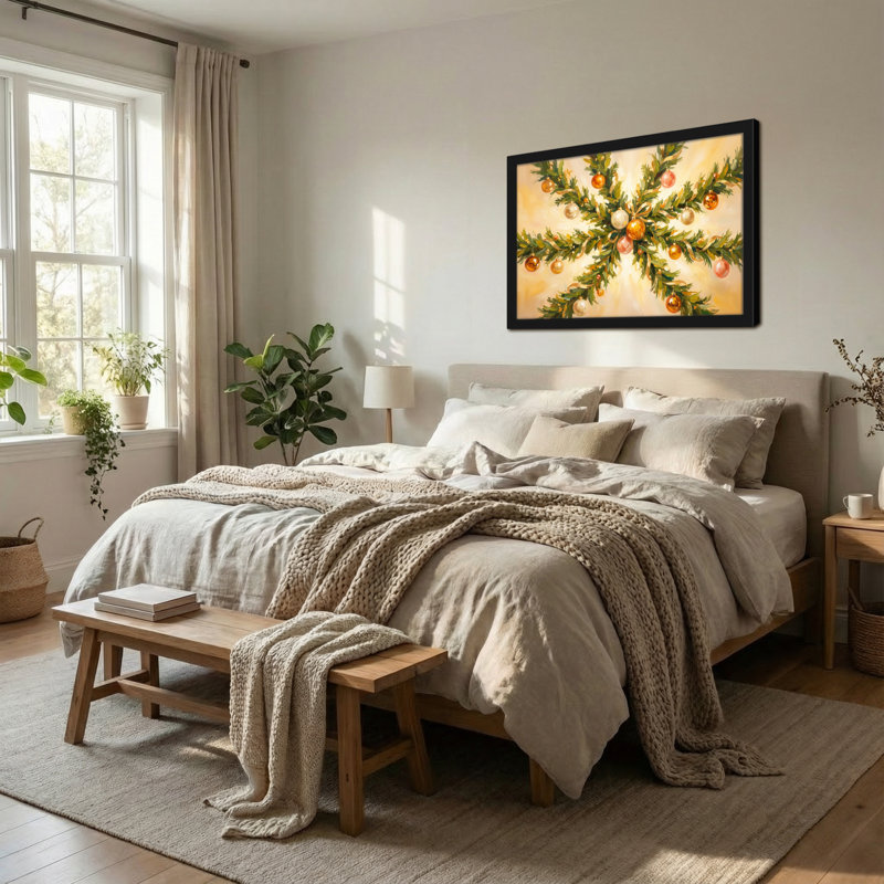 Branches d'arbres de Noël avec ornements, H 16 po x l 24 po