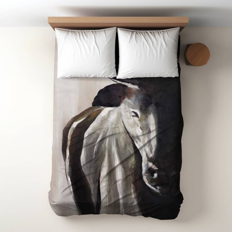 Polyester Sateen Duvet Cover, Twin Duvet, Brown Bull Head Front View