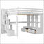 Lit mezzanine double avec bureau et tablettes-497006589