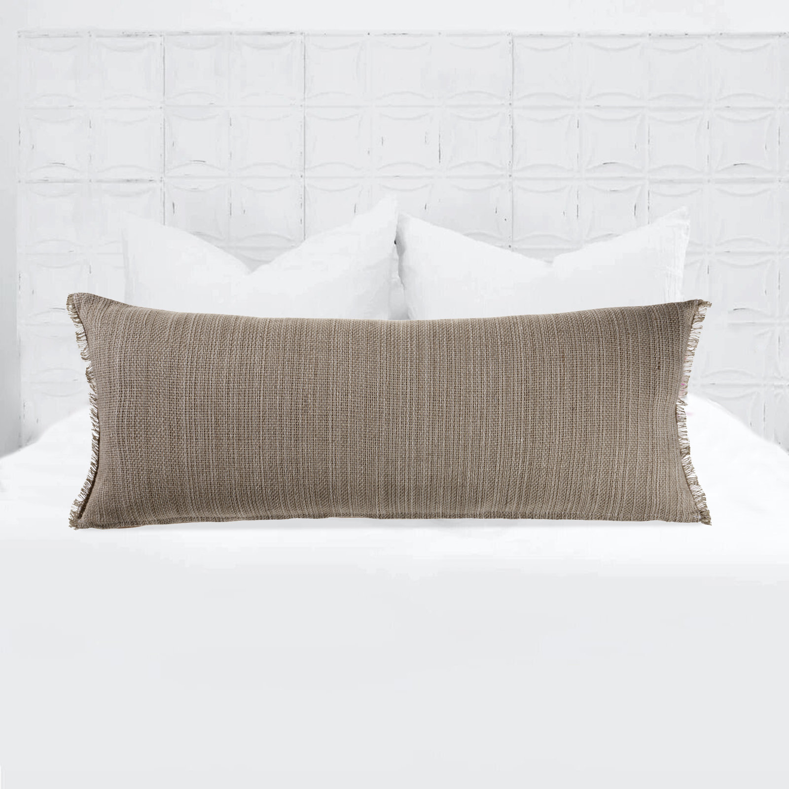 Cotton Lumbar Throw Pillow, Polyester/Polyfill