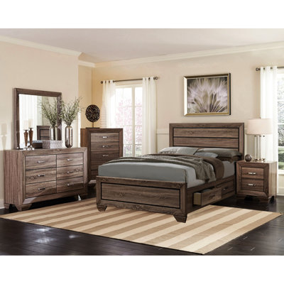 Chambre à coucher Queen 5 pièces, fini taupe délavé, cadre photo et tiroirs spacieux