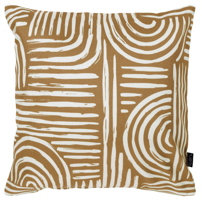 Indoor / Outdoor Square Cushion, Brown/White Abstract
