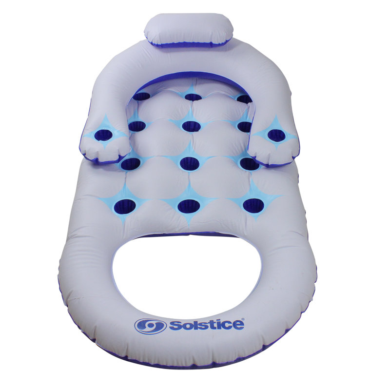 Inflatable Solstice Lounge Inflatable Swimming Pool Float - 64" - Blue And White