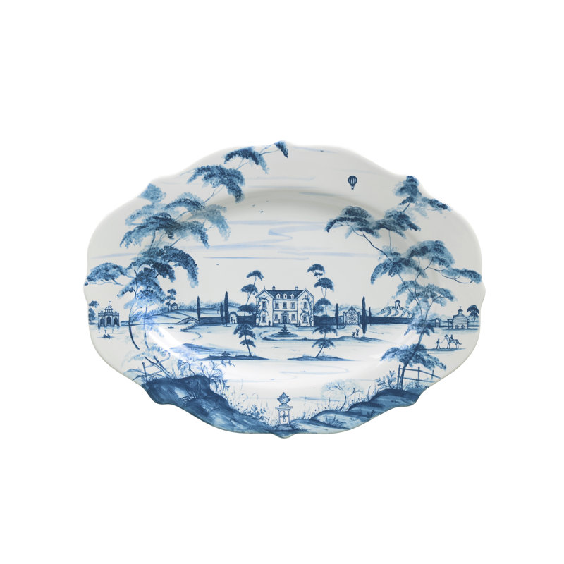 Country Estate 18.5" Platter - Delft Blue/White