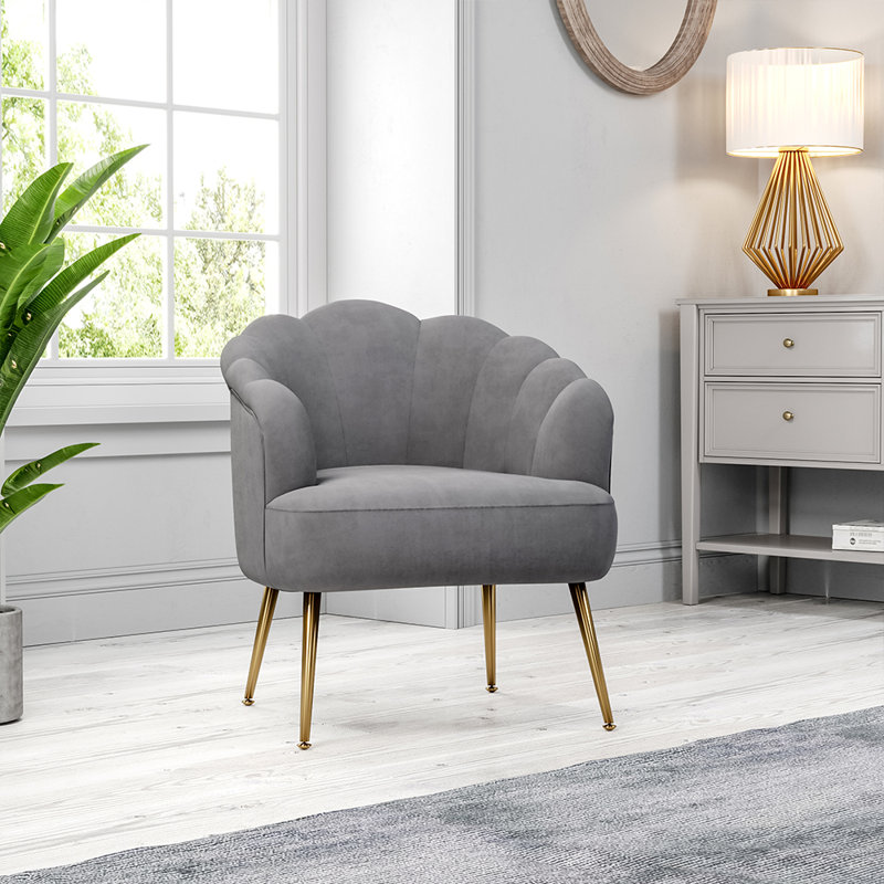 Adriel Upholstered Fabric Barrel Chair, Grey