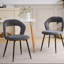 49cm H Linen Fabric Dining Chair, Open Cutout Backrest Upholstered Chair with Black Metal Leg-1676932088-1676932085