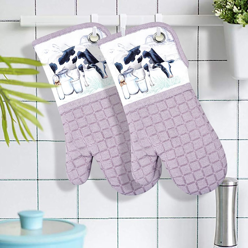 Silicone Printing Oven Mitts, Purple