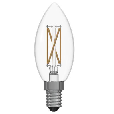 Bulbrite LED Filament Dimmable B11 Light Bulb with Clear Finish and Candelabra Screw E12 Base 