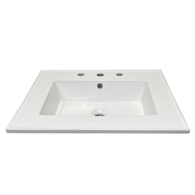 Lavabo en porcelaine vitrifiée avec trou pour robinet, Centres de 8 po