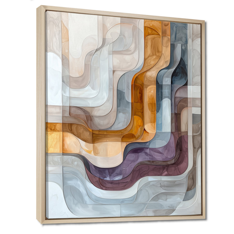 «Nyimah Abstract Prismatic Maze Of Highlands Stone II» - formes transitionnelles, art mural, H 40 po x l 30 po, Crème, crème