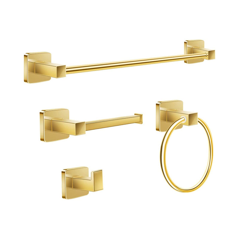 4 - Piece Bathroom Hardware Set, Gold