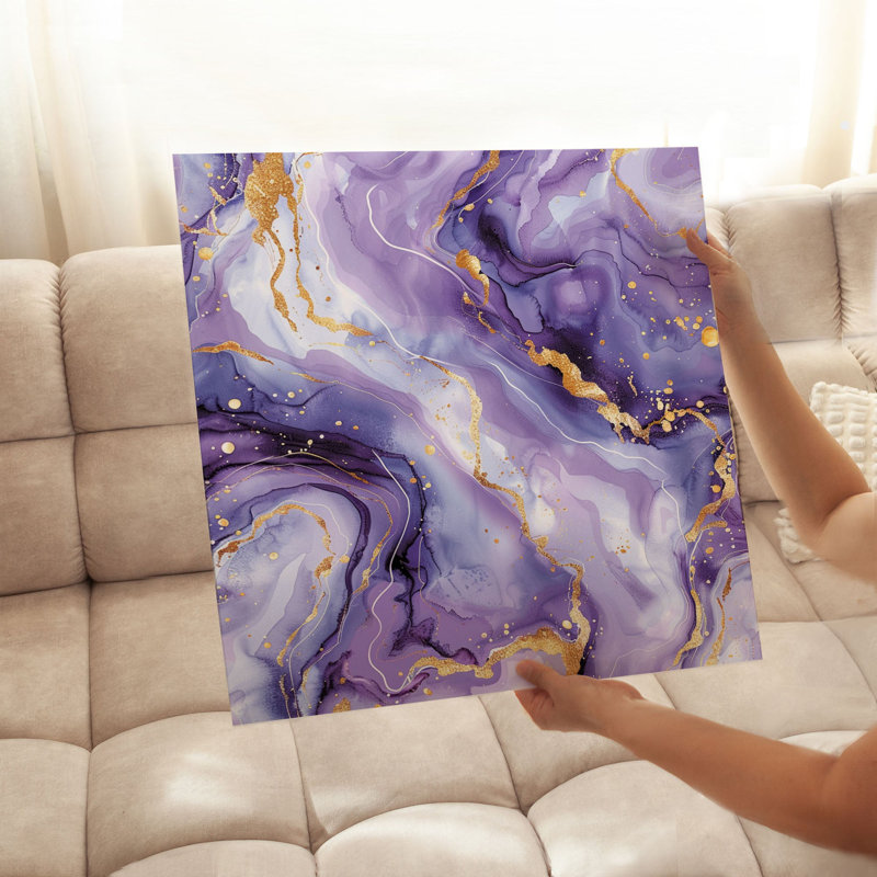 «Abstract Abstract», reproduction d'art moderne sans cadre, géode de marbre mauve et or IV, H 24 po x l 24 po