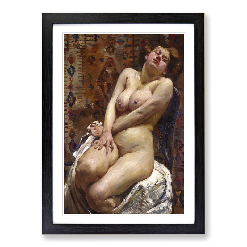 Female Nude by Lovis Corinth - Picture Frame Painting, 36cm H x 27cm W x 2cm D, Black Framed