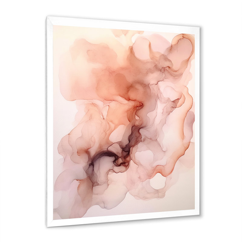 Abstrait «Abricot Crush Infusion» - formes abstraites, décoration murale, Cadre simple blanc, H 44 po x l 34 po x P 1,5 po