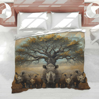 Rhinoceroses Under Tree Comforter