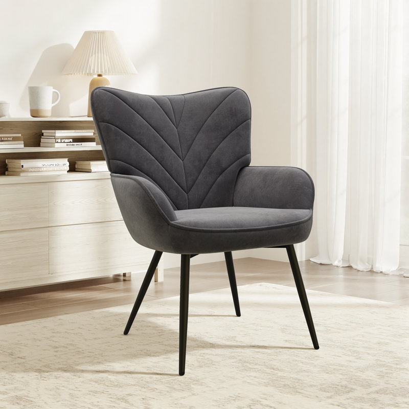 Velvet Armchair, Grey