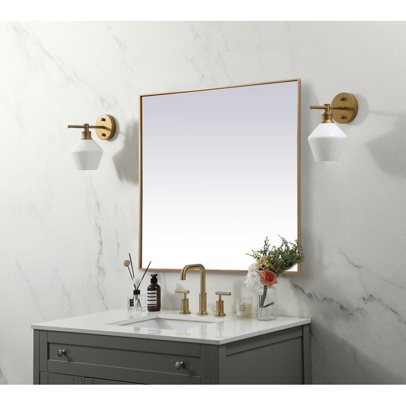 Valparaiso Metal Square Wall Mirror, 42"  x 42" , Brass