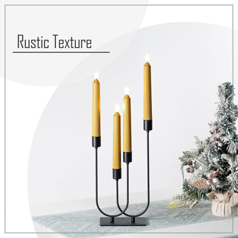 Black Iron U-Shaped Modern Candelabra Set of 4