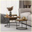 Ensemble de 2 tables basses gigognes 27,6 po, finition bois industriel rond et structure en métal robuste, brun rustique, tables d'appoint de salon / chambre à coucher / balcon-130156411