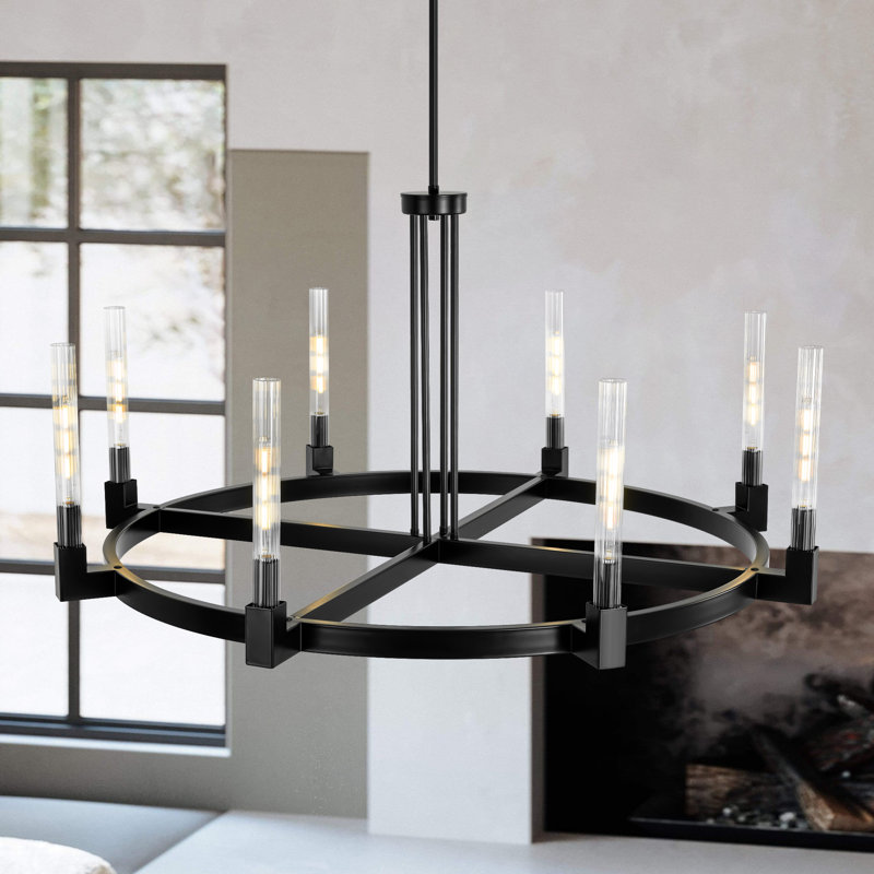 Lustre en verre à 8 lumières à roulettes