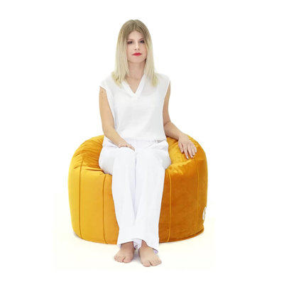 Medium Round Bud Velvet Bean Bag Cover - 27.5" X 27.5" - Gold