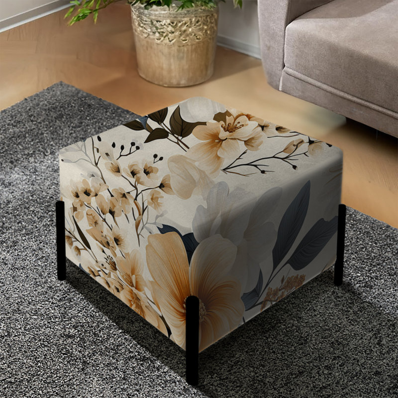Rustic Floral Warmth Brilliance II - Floral Square Ottoman
